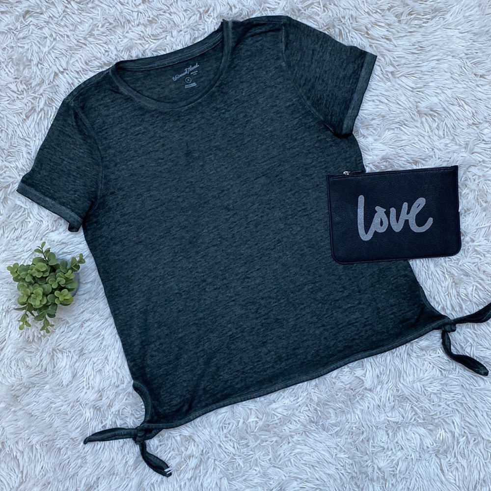 Universal Thread Side Tie Burnout Tee 💗 Charcoal Gray